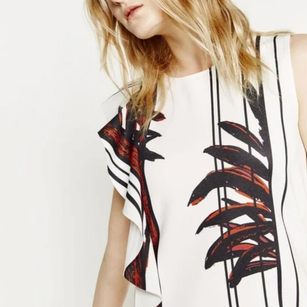 Zara Dress with Palm and Leaf Print